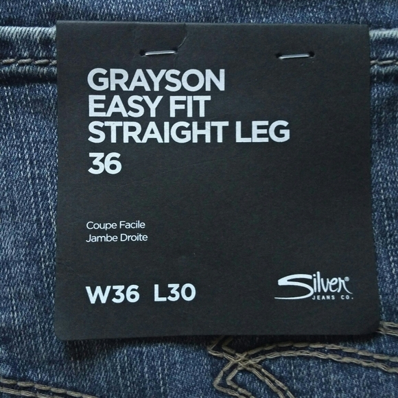 -NWT- Men's Silver Jeans Grayson Straight Jeans 36x30 - Picture 11 of 14